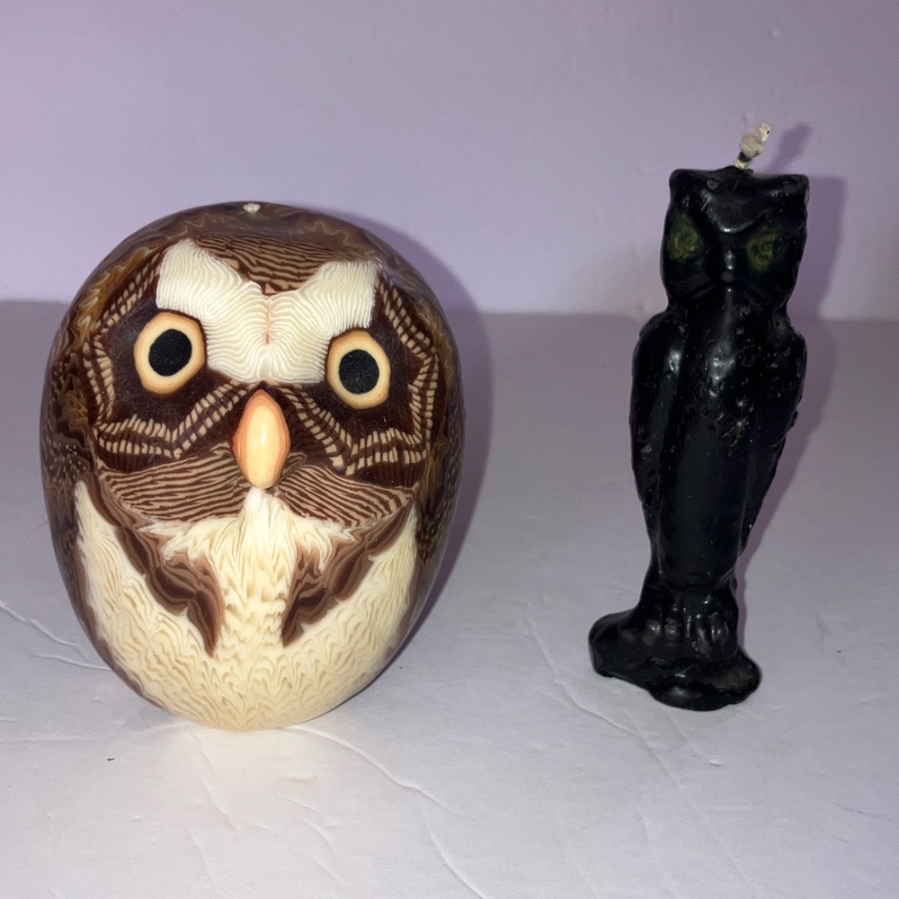 Vintage Owl Candle Set‎ of Two
